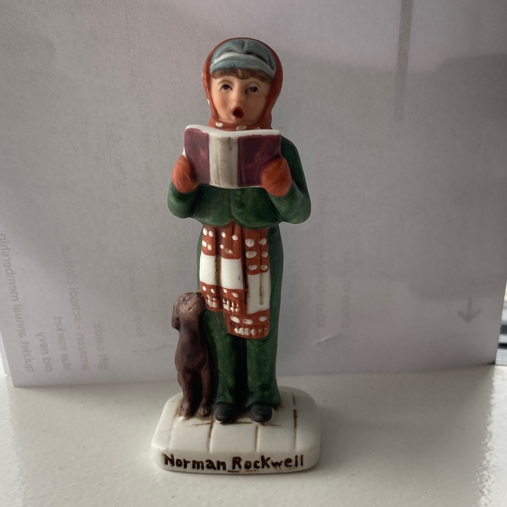 Norman Rockwell Figurine Caroler with dog 1979